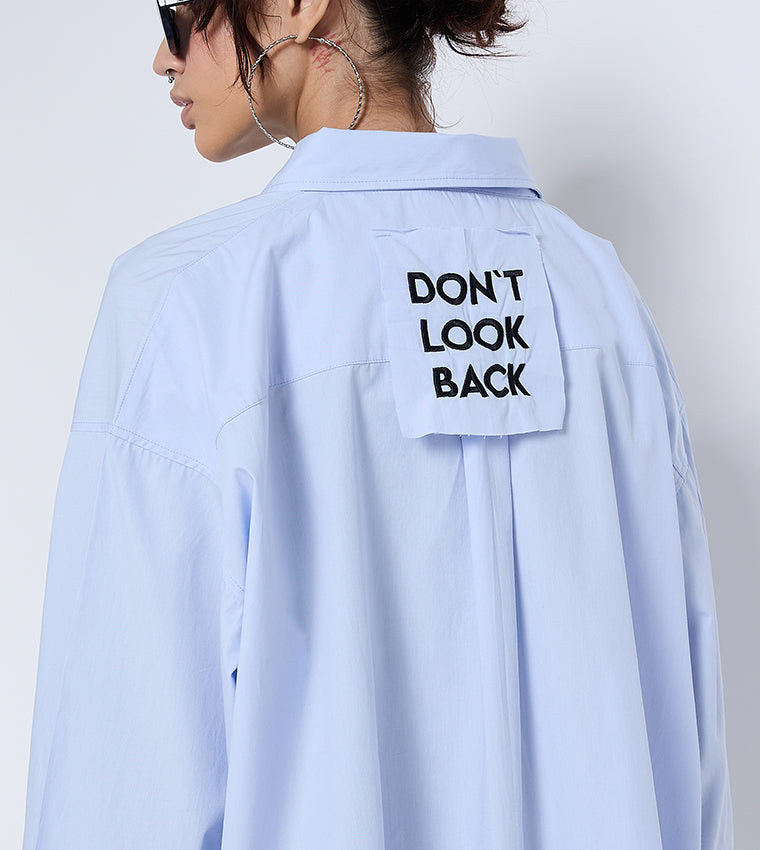 Women's Don't Look Back Poplin Shirt - Blue