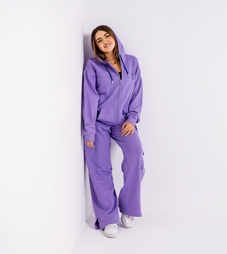 CARGO ZIP THROUGH HOODIE_PURPLE