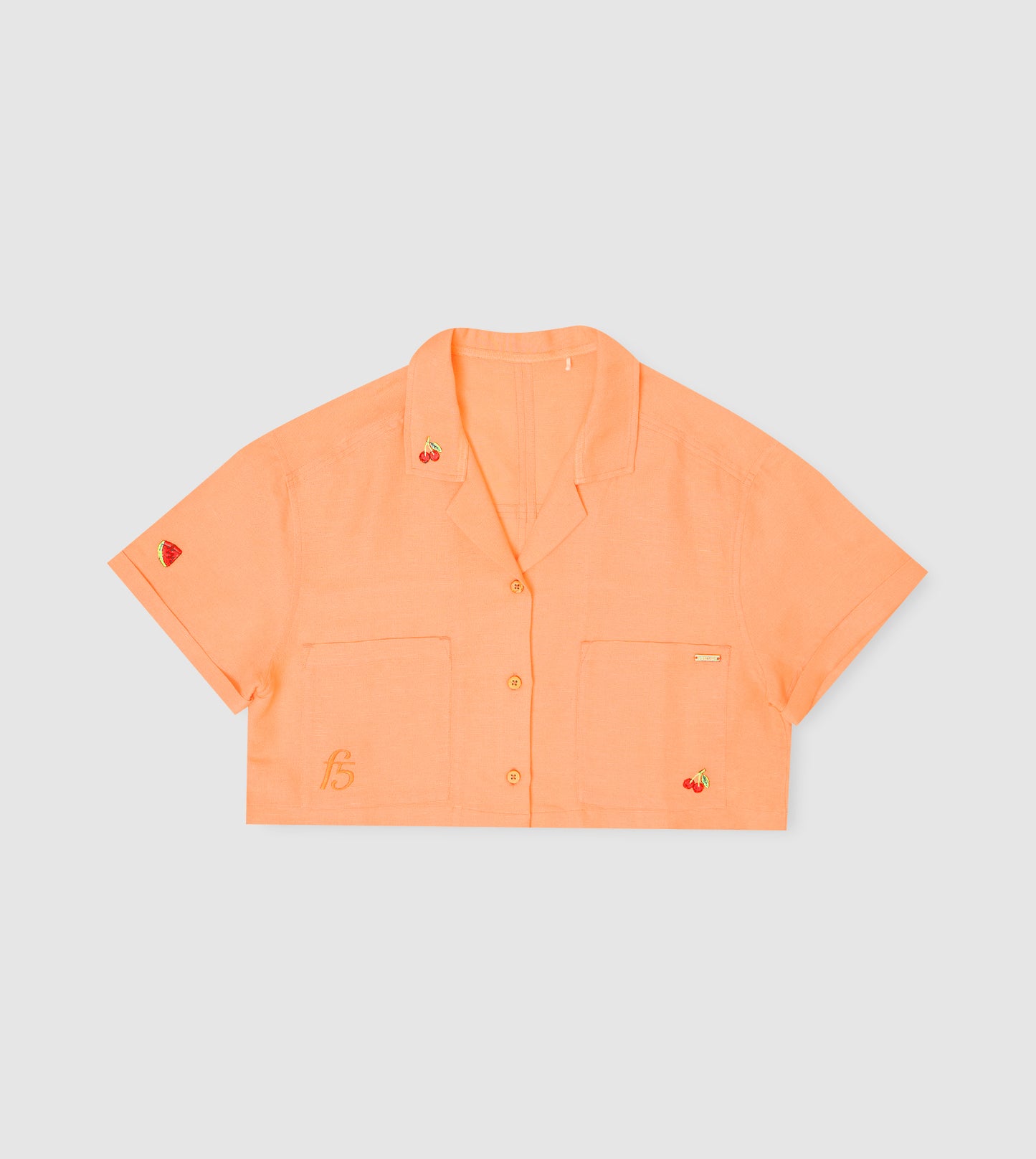 Women's Linen Embroidered Cropped Shirt