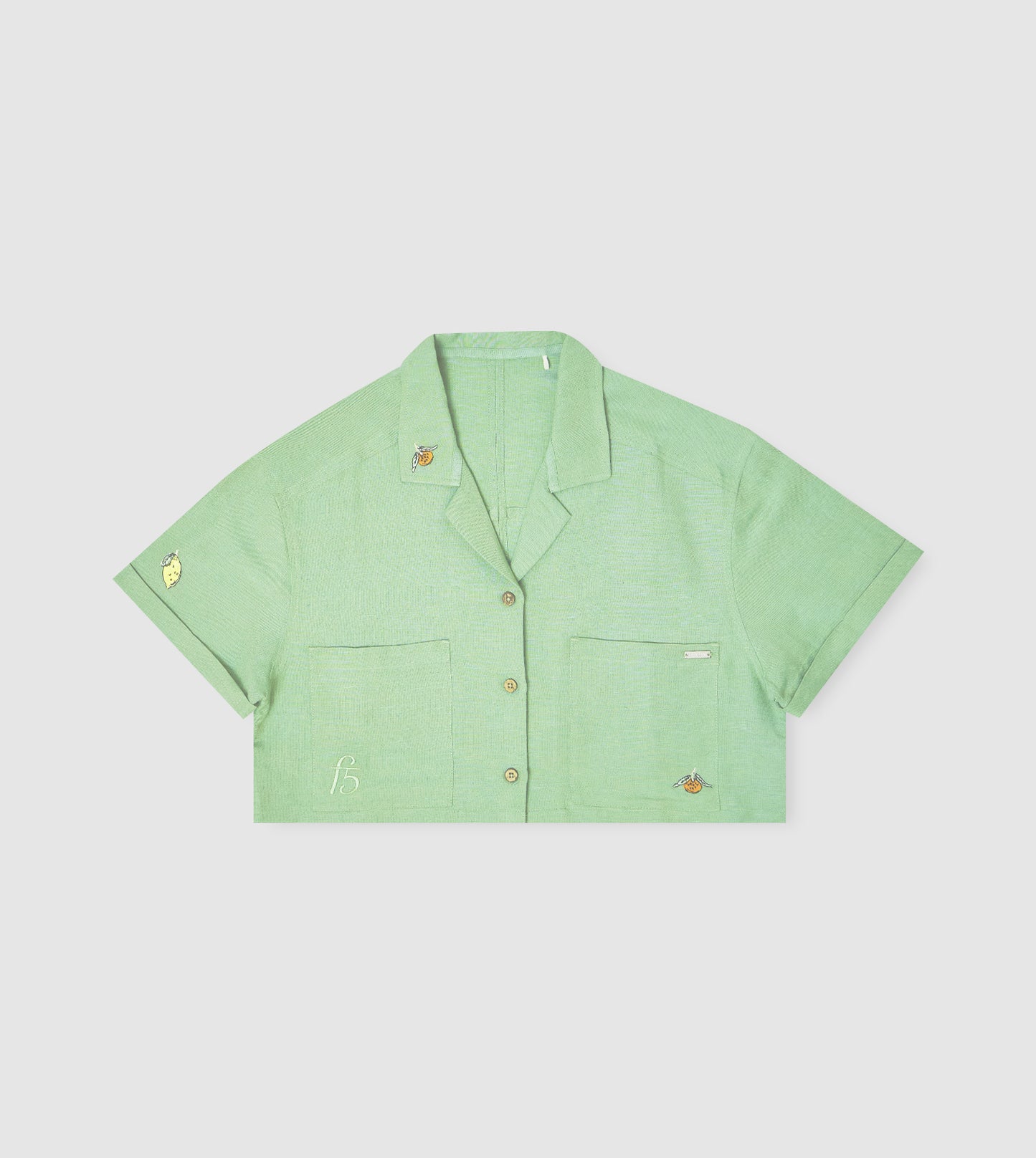Women's Linen Embroidered Cropped Shirt