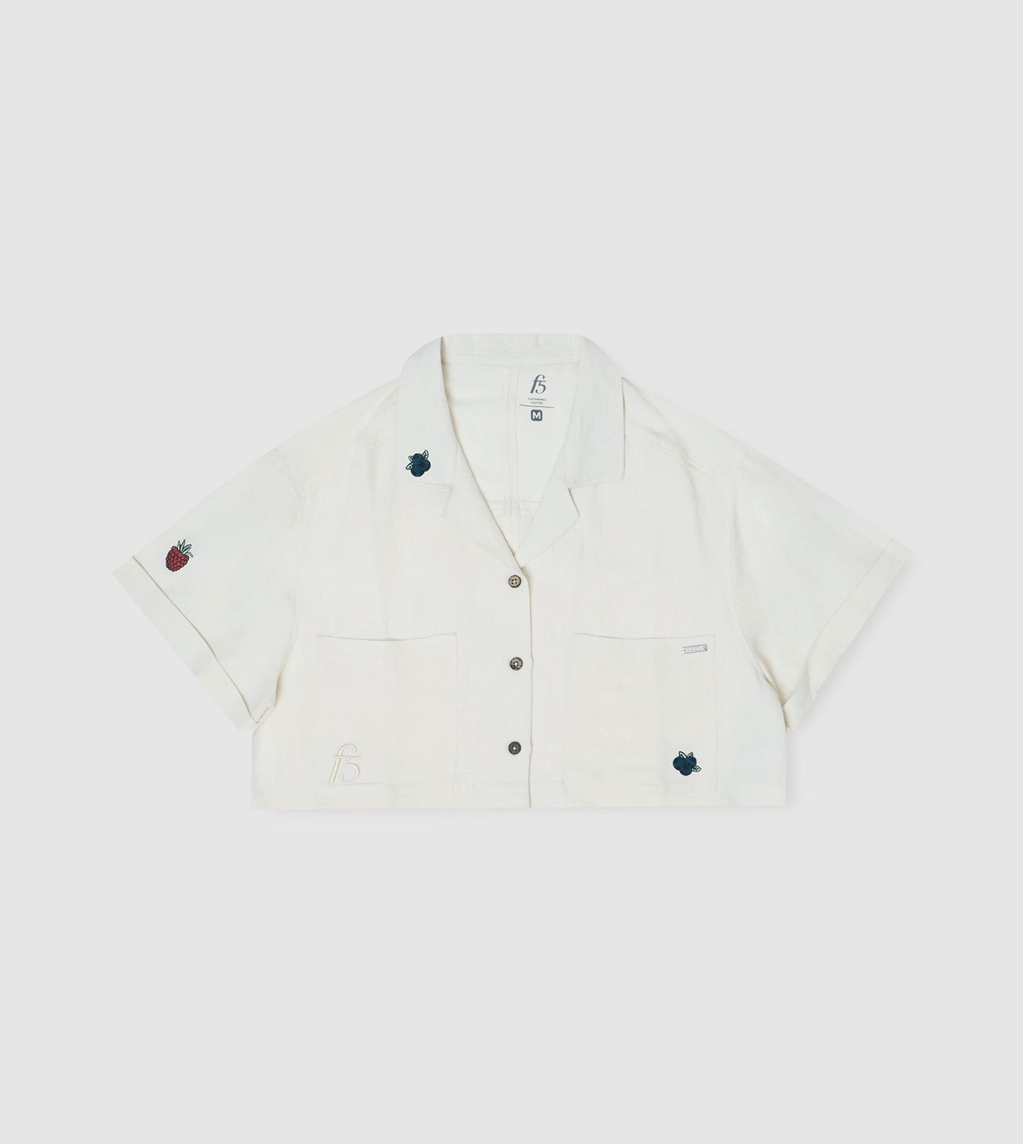 Women's Linen Embroidered Cropped Shirt