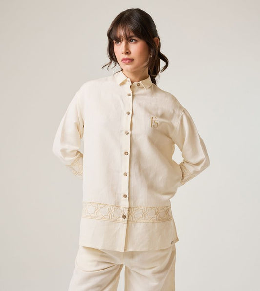LONG SLEEVED LINEN SHIRT_BLACK