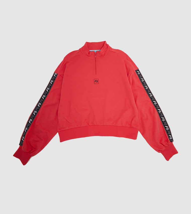 SIDE TAPE HALF ZIP SWEATSHIRT_RED