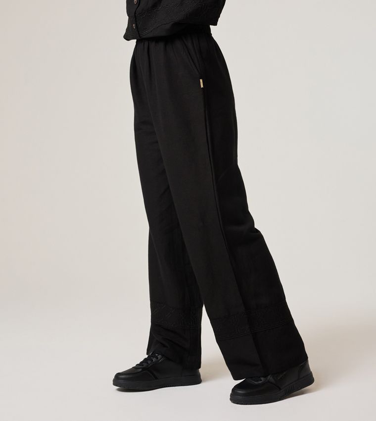 HIGH-WAIST LINEN PANTS_BLACK