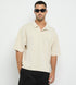 V-Neck Polo Shirt - Beige