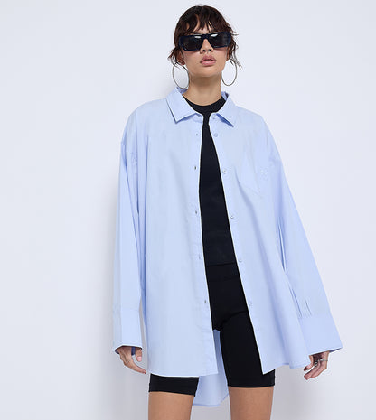 Women's Don't Look Back Poplin Shirt - Blue