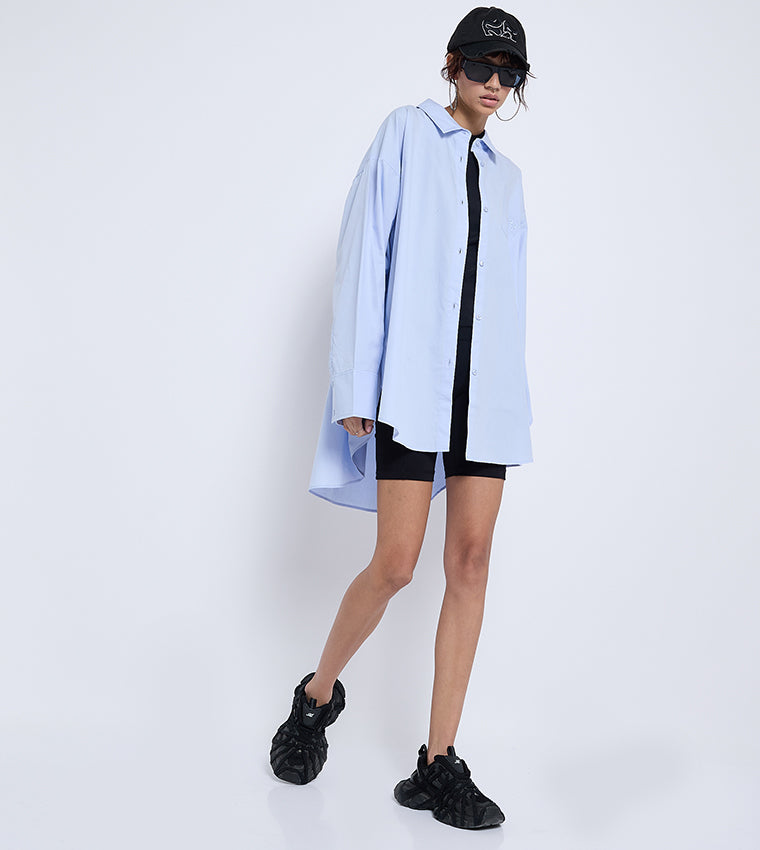 Women's Don't Look Back Poplin Shirt - Blue