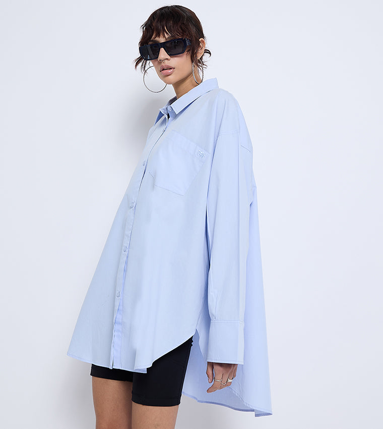 Women's Don't Look Back Poplin Shirt - Blue