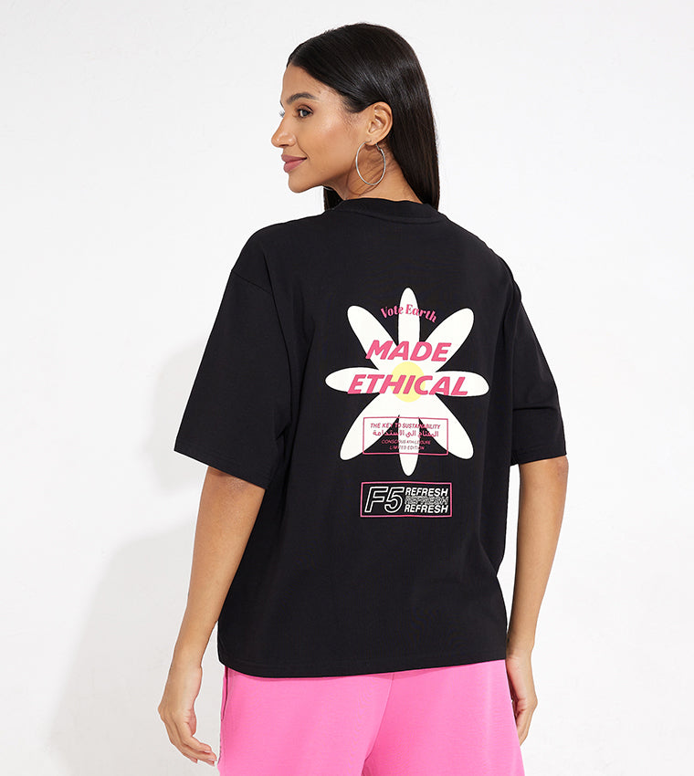 FLOWER BACK T-SHIRT_BLACK