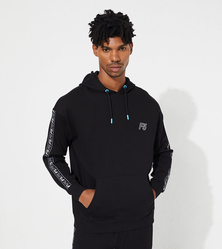 SIDE TAPE HOODIE_BLACK