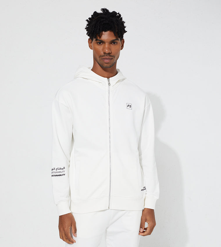 ZIP-UP GRAPHIC HOODIE_WHITE