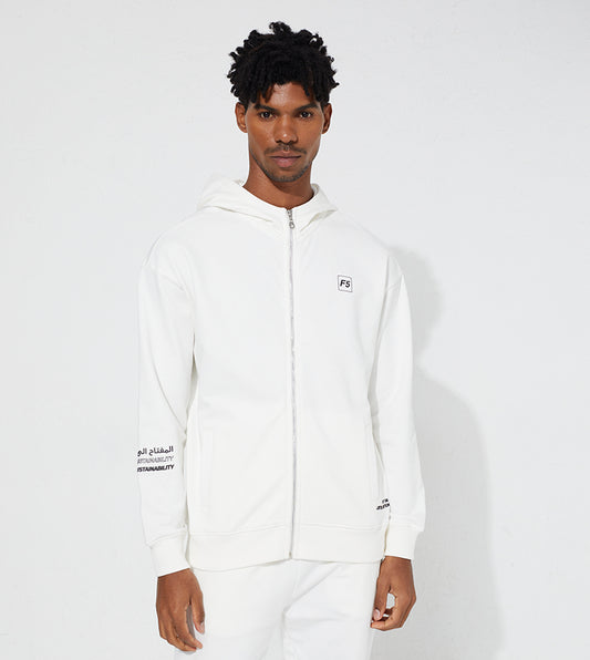 ZIP-UP GRAPHIC HOODIE_WHITE