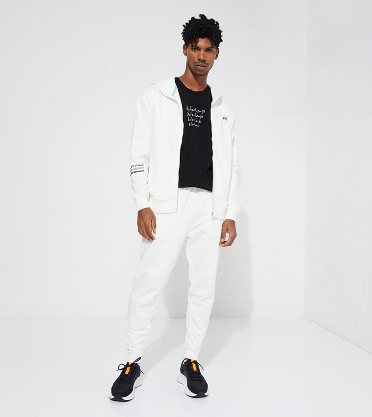 ZIP-UP GRAPHIC HOODIE_WHITE