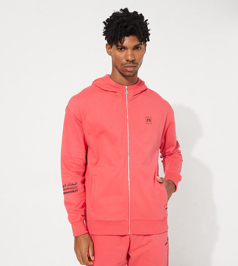 ZIP-UP GRAPHIC HOODIE_RED