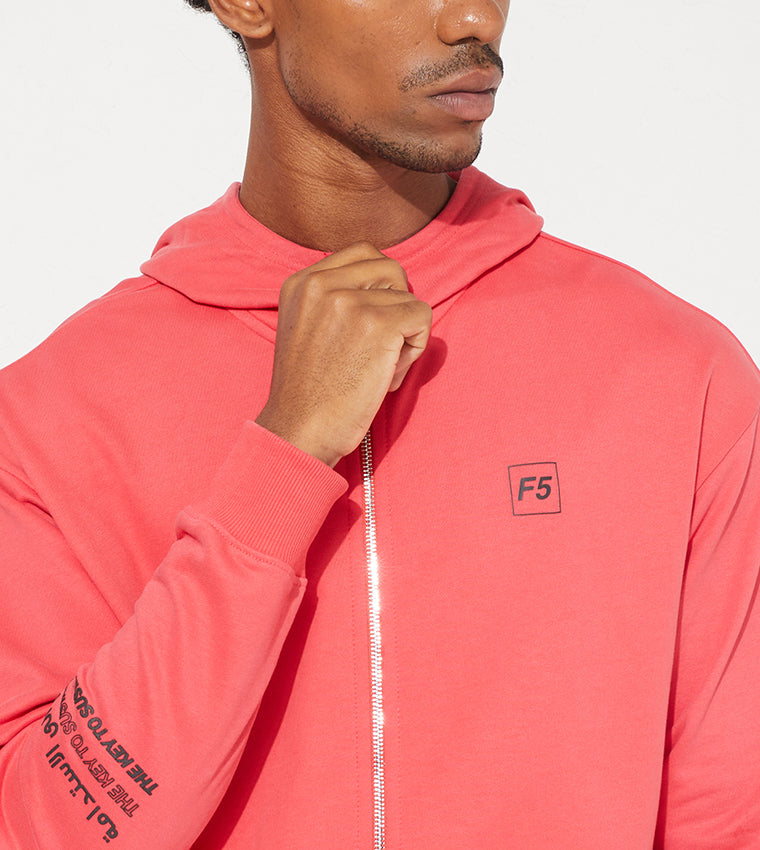 ZIP-UP GRAPHIC HOODIE_RED