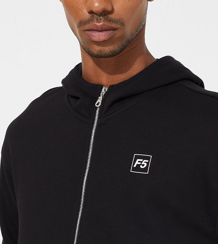 ZIP-UP GRAPHIC HOODIE_BLACK