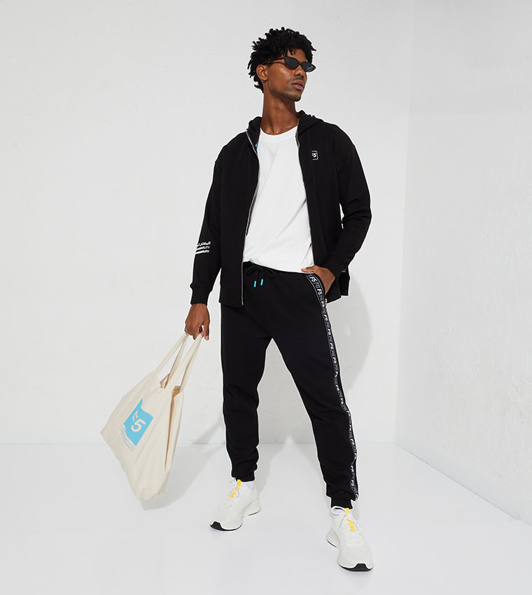 ZIP-UP GRAPHIC HOODIE_BLACK