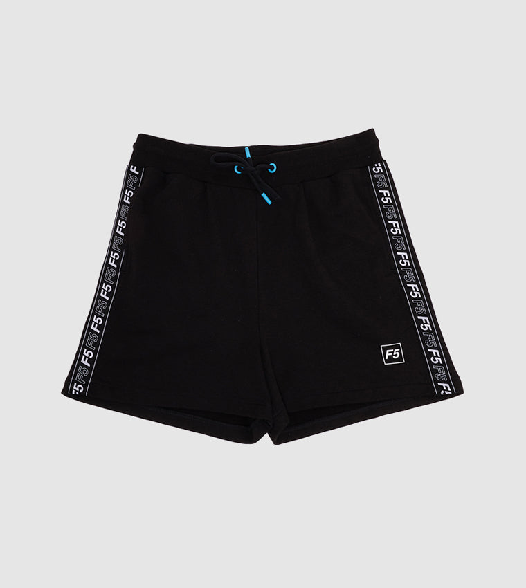SIDE TAPE CASUAL FIT SHORTS_BLACK