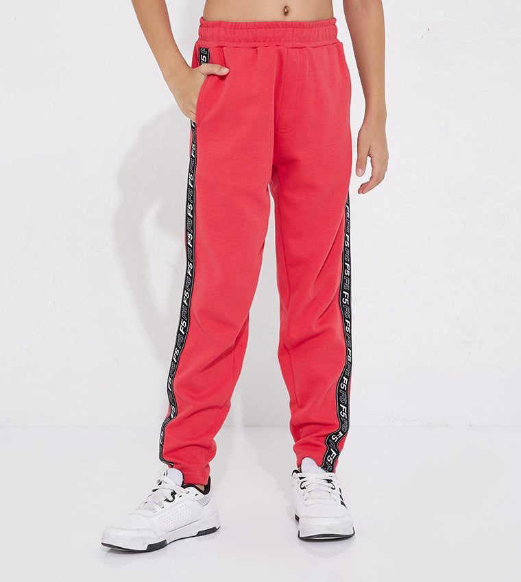 KIDS SIDE TAPE JOGGER_RED