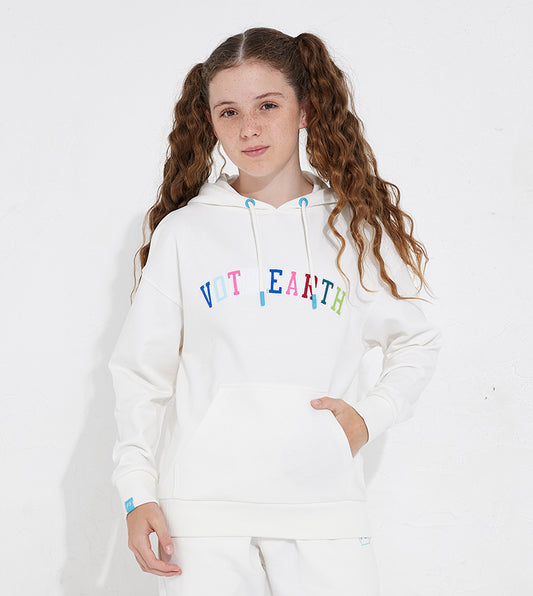 KIDS VOTE EARTH HOODIE_ECRU
