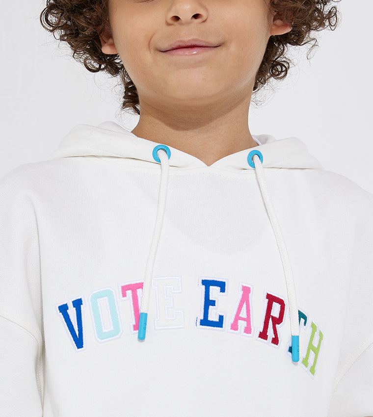 KIDS VOTE EARTH HOODIE_ECRU