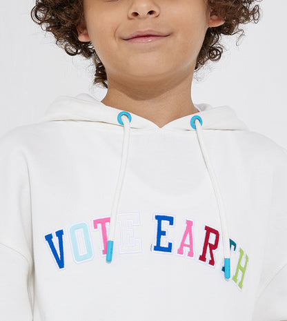 KIDS VOTE EARTH HOODIE_ECRU