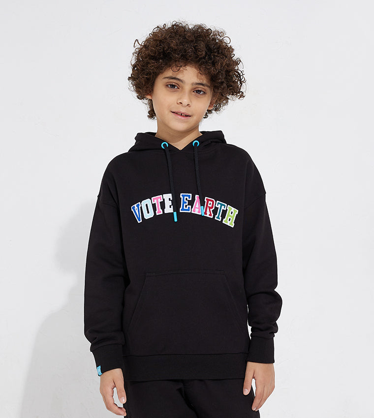 KIDS VOTE EARTH HOODIE_BLACK