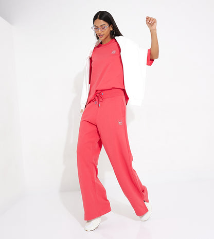 HIGH WAIST WIDE LEG JOGGER_RED