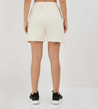 RAW EDGE WIDE LEG SHORTS_BEIGE