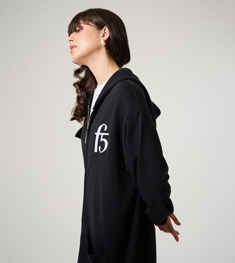 F5 ZIP-THROUGH LONGLINE HOODIE