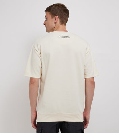 POUCH-POCKET SHORT SLEEVE SWEATSHIRT_BEIGE