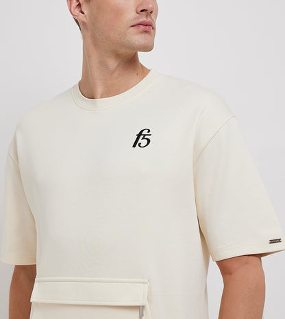 POUCH-POCKET SHORT SLEEVE SWEATSHIRT_BEIGE