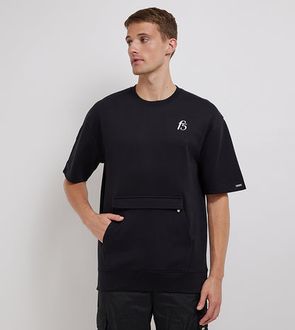 POUCH-POCKET SHORT SLEEVE SWEATSHIRT_BEIGE