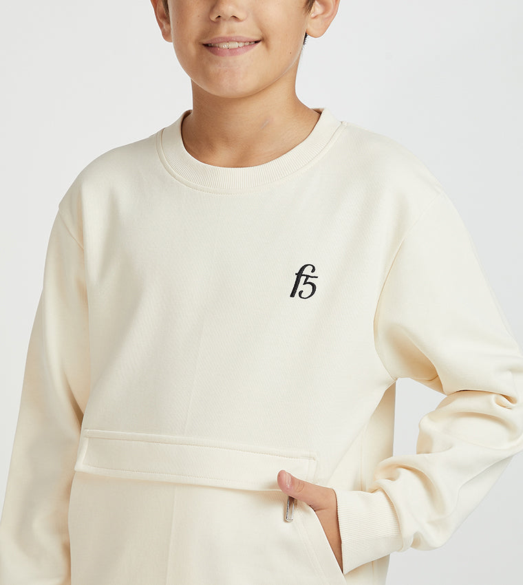 POUCH-POCKET SWEATSHIRT_BEIGE