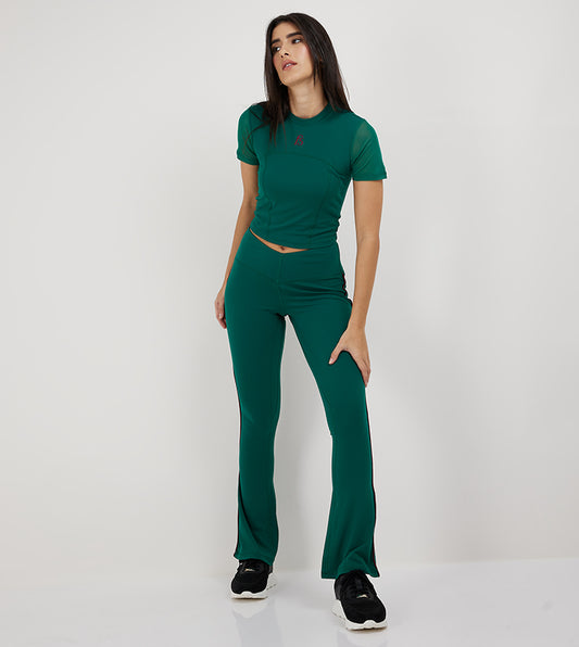 CROPPED MESH SLEEVE T-SHIRT_GREEN
