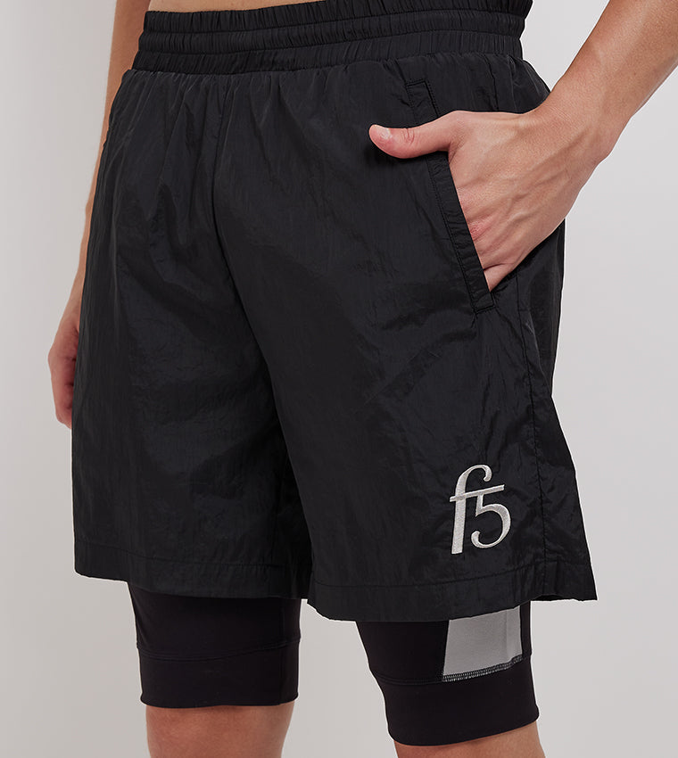 2-in-1 NYLON SHORTS_BLACK