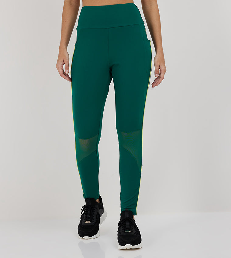 MESH PANEL LEGGINGS_GREEN