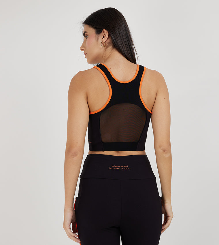 MESH PANEL SPORTS BRA_BLACK