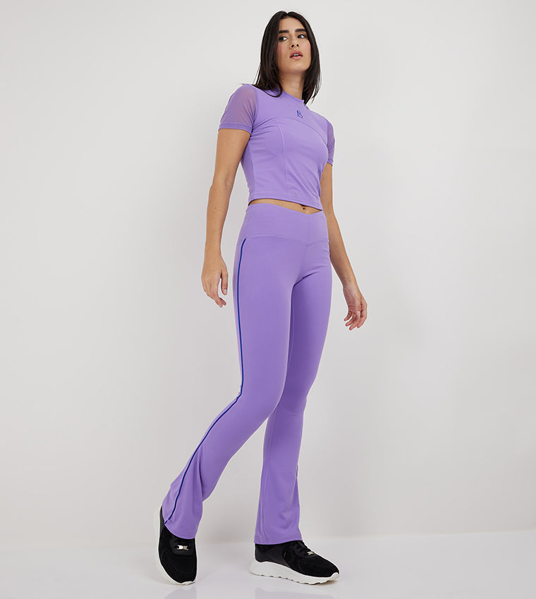 V-WAIST FLARED LEGGINGS_PURPLE