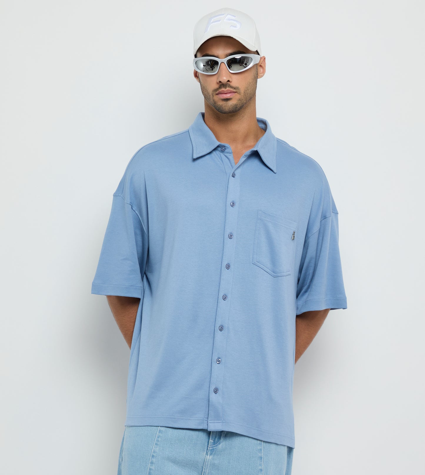 Oversized Shirt With Metal Tag