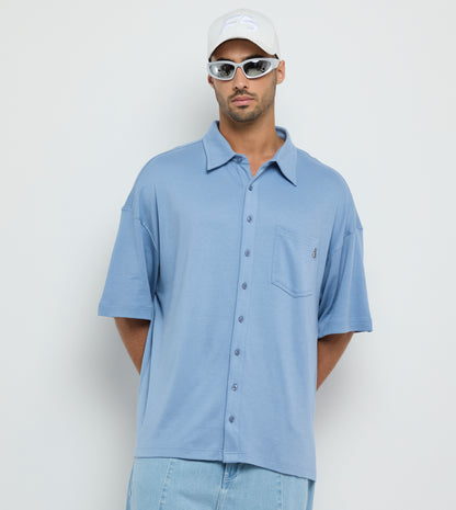 Oversized Shirt With Metal Tag