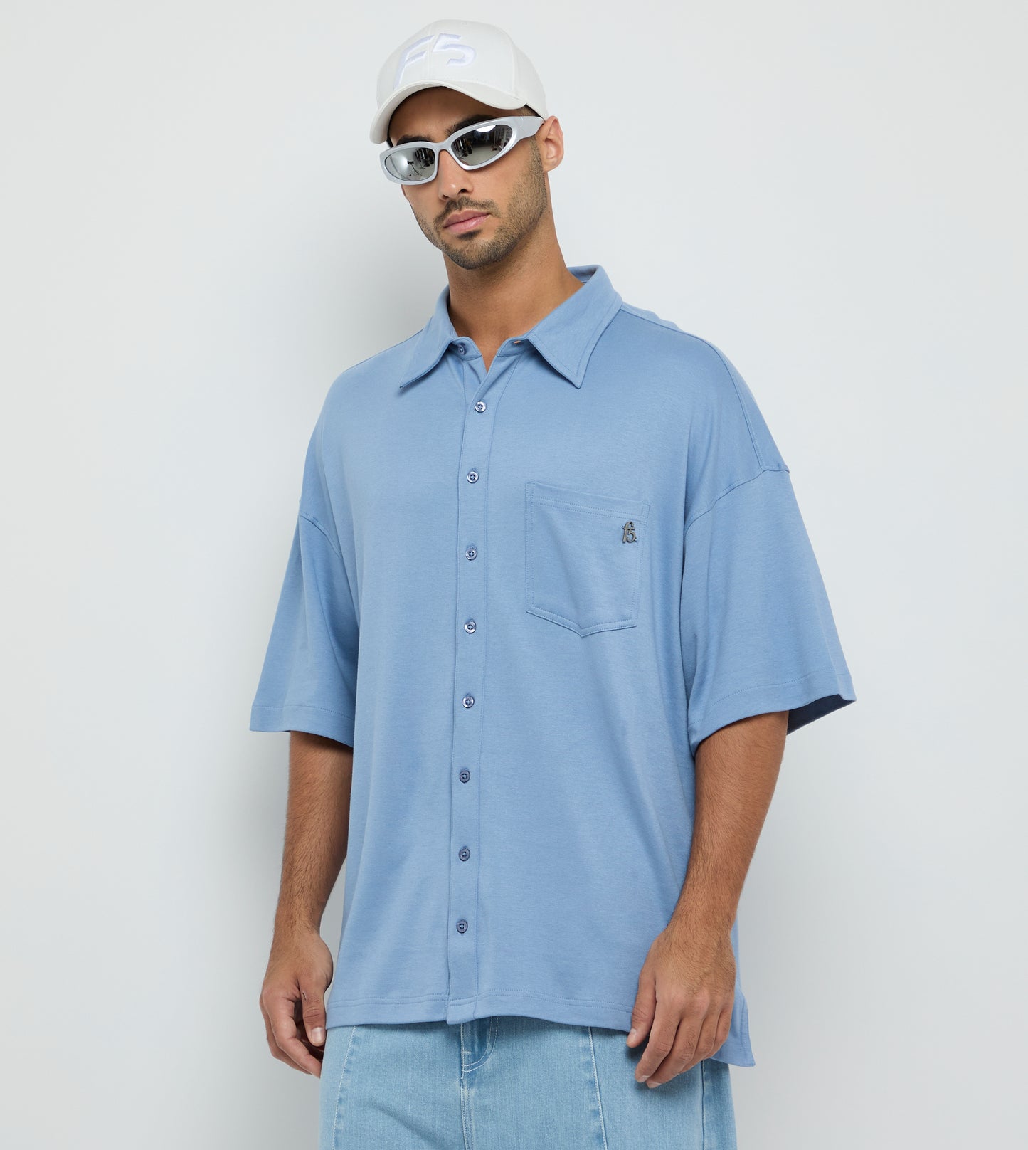 Oversized Shirt With Metal Tag