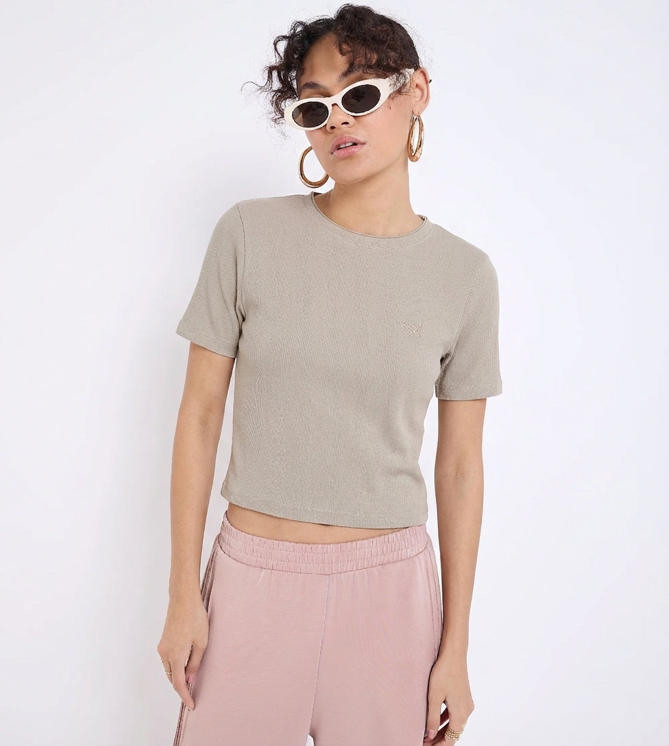 Ribbed Cropped T-Shirt