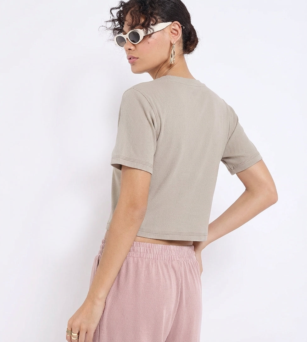 Ribbed Cropped T-Shirt