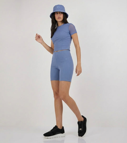 Ribbed Cycling Shorts With Embroidery On The Back