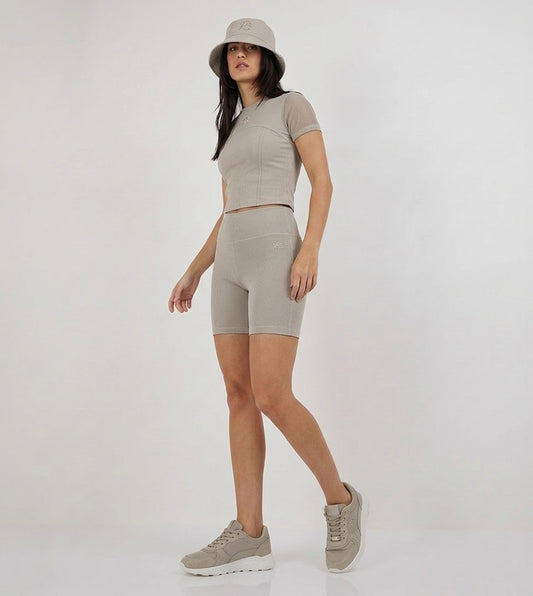 Ribbed Cycling Shorts With Embroidery On The Back