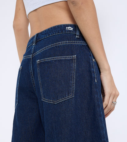 WOMEN'S DENIM SHORTS - DARK BLUE