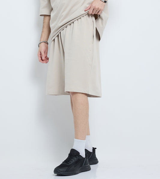 Casual Knit Shorts - Beige