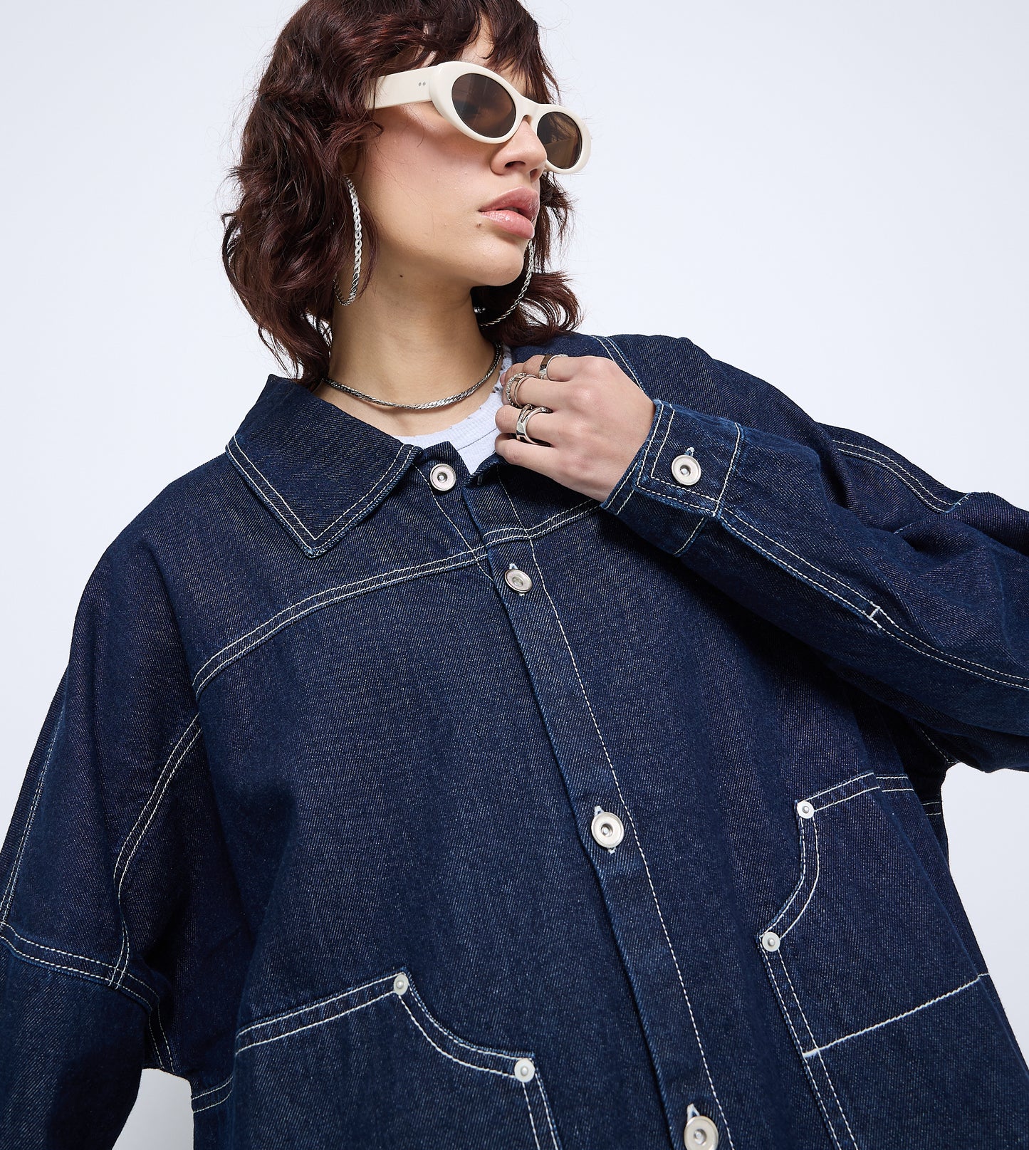 WOMEN'S DENIM JACKET - DARK BLUE