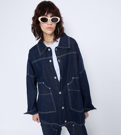 WOMEN'S DENIM JACKET - DARK BLUE